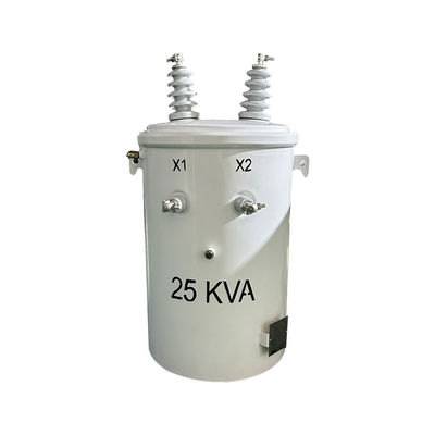 kopen 25kva enkelfasige paal gemonteerde distributie transformator olie ondergedompeld 13,8KV tot 277V online vervaardiging