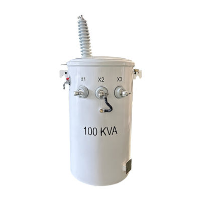 kopen 100 KVA Transformator voor een enkele fase-stroompool Olie-type Dubbele wikkeling 34,5 KV tot 120 V online vervaardiging
