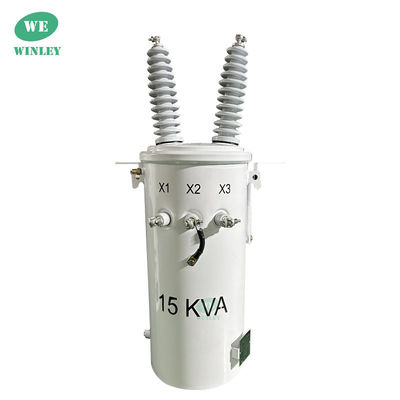 kopen IEC-standaard enkelfasig paal gemonteerd transformator 15KVA 24,94 / 0,24KV stroomverdelingssysteem online vervaardiging
