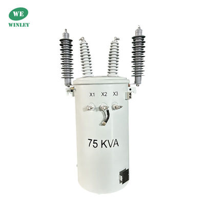 kopen 75kVA-staaf gemonteerde transformator olie ondergedompeld 22860V-elektrische transformator online vervaardiging