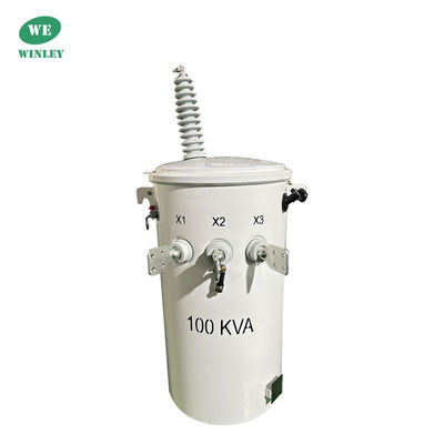 kopen 100 KVA enkelfasige paal gemonteerde krachttransformer 34500V tot 120V Overheadverdeling online vervaardiging