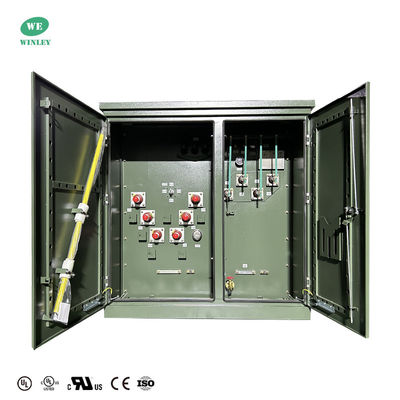kopen UL-gecertificeerde 3-fase pad gemonteerde transformator olie ondergedompeld 500Kva 34,5KV tot 208Y dode voorloopvoeding online vervaardiging