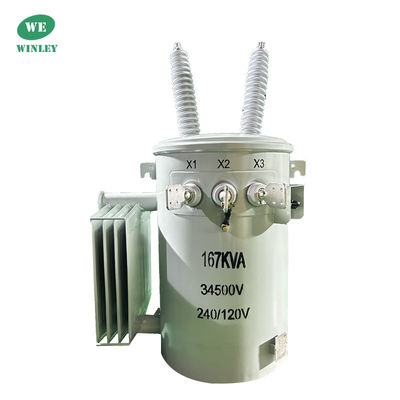 kopen 167Kva Single Phase Pole Mounted Transformer Oil Immersed 34.5KV To 240V ANSI IEEE Standards Power Distribution Transformer online vervaardiging