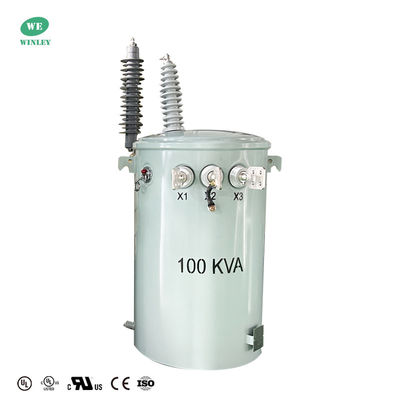 kopen 100 Kva Single Phase Pole Mounted Transformer Dual Winding Power Distribution Olie Ondergedompelde Transformer 34,5kv Tot 120v ANSI IEEE Met UL-certificering online vervaardiging