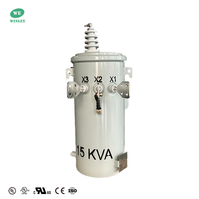 kopen 15KVA Op een paal gemonteerde transformator  Eenfasig in olie gedompeld 13,8KV naar 120V bovengrondse stroomverdelingstransformator online vervaardiging