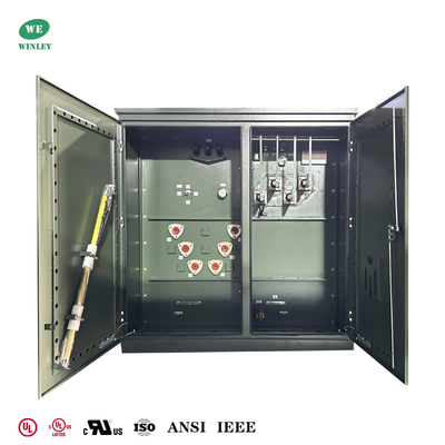 kopen UL gecertificeerd 3750 kVA Driefasige Pad gemonteerde distributietransformator 12470V tot 480V ANSI IEEE DOE 2016 Normen online vervaardiging