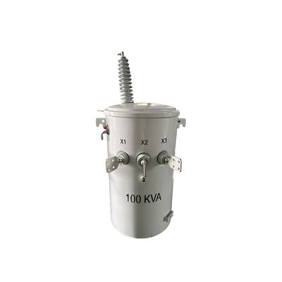 100 KVA enkelpoolmontage distributie transformator olie type 34,5 KV tot 120 V IEEE-standaard
