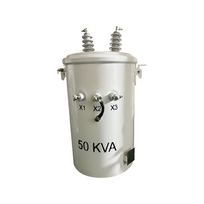 50kva enkelfasige olie ondergedompelde paal gemonteerde distributie transformatoren 12470v tot 277v
