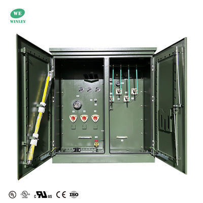 300Kva Driefasen Pad gemonteerde transformator Olie ondergedompelde distributie 12870V tot 208V ANSI IEEE-normen
